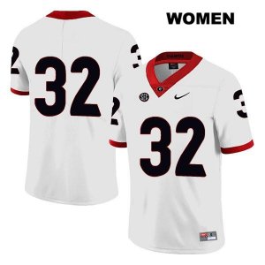 Women's Georgia Bulldogs NCAA #32 Monty Rice Nike Stitched White Legend Authentic No Name College Football Jersey OYC3154YF